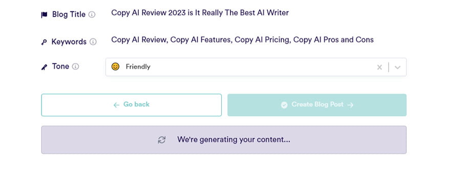 Copy AI Review - Generating Content
