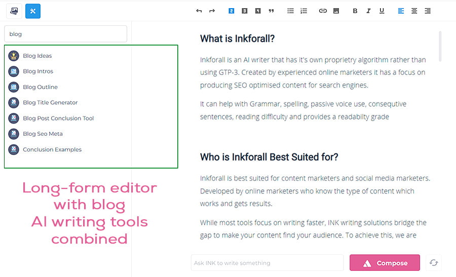 INKforall Long-form editor