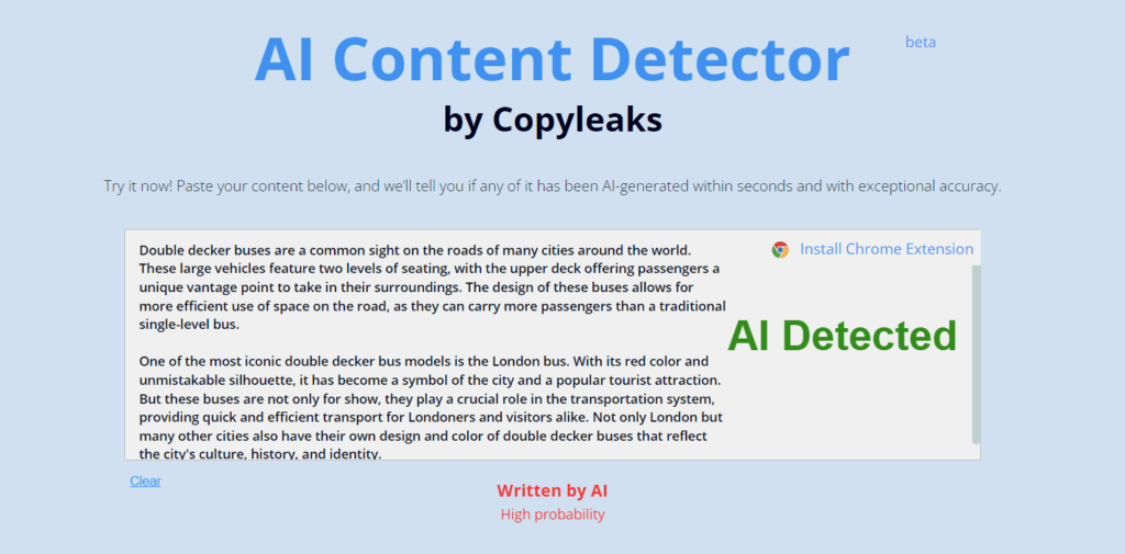 Image Showing Copyleaks AI Content Detector